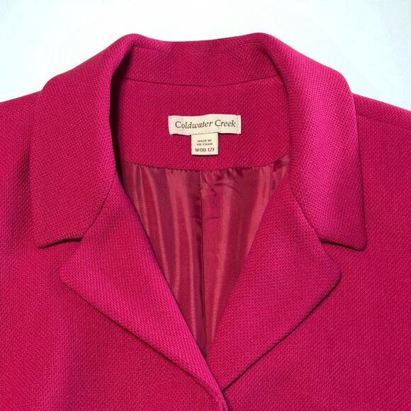 Coldwater Creek Blazer Jacket Sz M 10-12 Berry Pink Textured Lined Button Career - Picture 3 of 12
